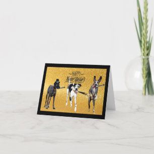 Cartão De Festividades Silent Wonders New Years Greeting Card Great Danes