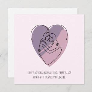 Cartão De Festividades Silhouette Abstrato Minimalista De Casal Lésbica