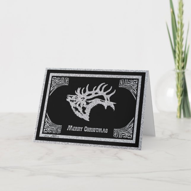 Cartão De Festividades Silhueta Majestosa de Alce Touro (Frente)