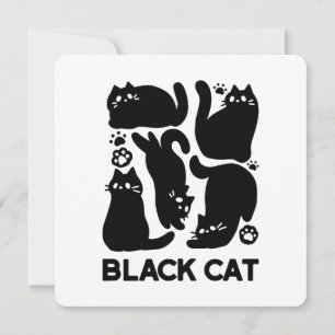 Cartão De Festividades Silhuetas de Gato Preto - Design Felino Fofo