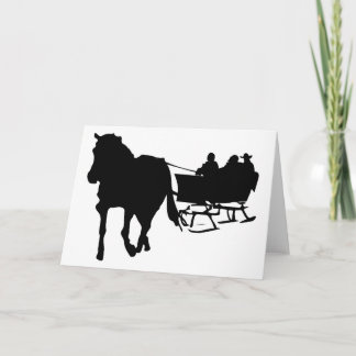 Cartão De Festividades Silhuette of Sleigh Ride no inverno