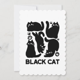 Cartão De Festividades Silhuettes de Gato Negro - Design de Felino Cinto