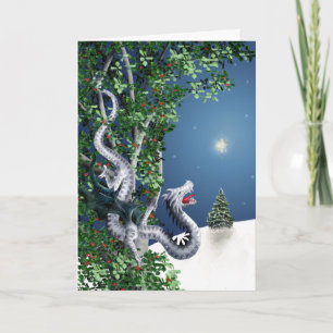 Cartão De Festividades Silver Dragon Christmas Card