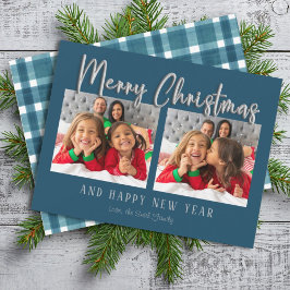 Cartão De Festividades Silver Feliz Bolha de Natal Cartas Foto de Xadrez