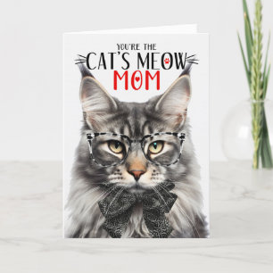 Cartão De Festividades Silver Maine Coon Cat para a mãe no Dia de as mães