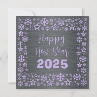 Cartão De Festividades Silver mauve Square wish card with golden stars