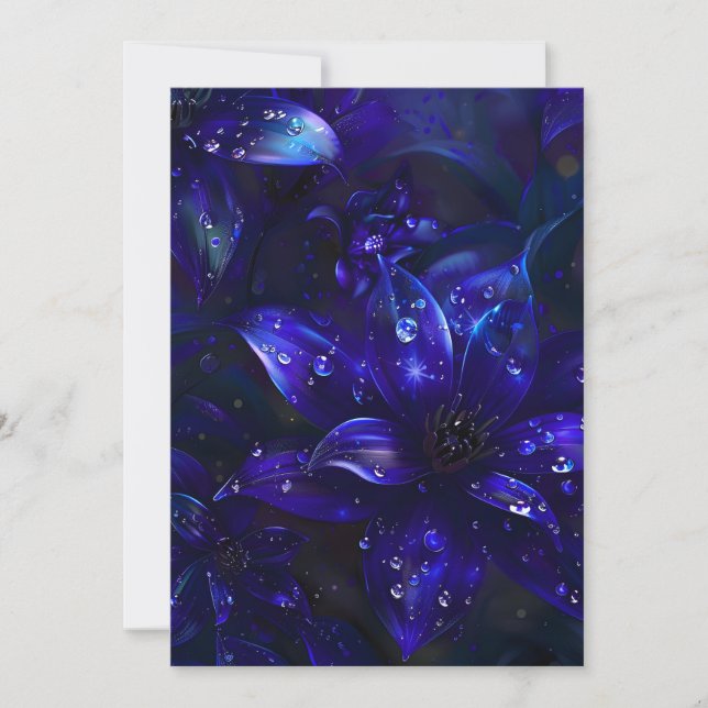 Cartão De Festividades Silver Midnight Blooms (Frente)