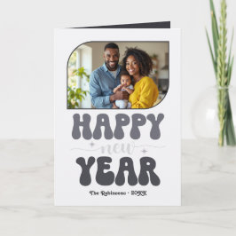 Cartão De Festividades Silver Night Happy New Year Retro Groovy Photo