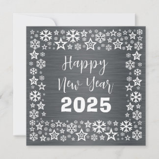 Cartão De Festividades Silver white Square wish card with golden stars