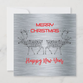 Cartão De Festividades Silver wish card Merry Christmas new year reindeer