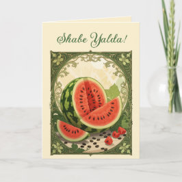Cartão De Festividades Simbolismo do Yalda Watermelon Persa no Solstício