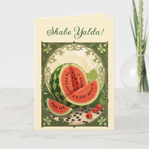 Cartão De Festividades Simbolismo do Yalda Watermelon Persa no Solstício