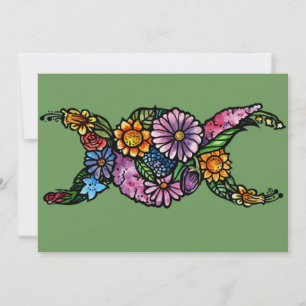 Cartão De Festividades Símbolo de Lua Tripla Flor Abençoado