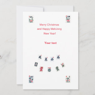 Cartão De Festividades símbolos de peças de Mahjong design para o Natal