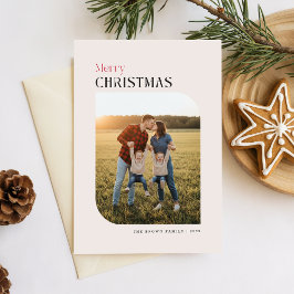 Cartão De Festividades Simple Arch Photo Family Name Christmas Wishes