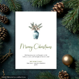 Cartão De Festividades Simple Boho Watercolor Rustic Christmas Greeting