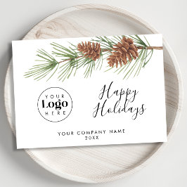 Cartão De Festividades Simple Custom Logo Holiday Business Thank You Card