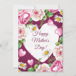 Cartão De Festividades Simple Elegant Pink Nature Mother's Day 