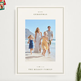 Cartão De Festividades Simple Frames Moss Green no Natal Beige