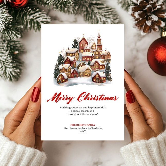 Cartão De Festividades Simple Holiday Scene Christmas Greeting Card (Simple Holiday Scene Christmas Greeting Card)
