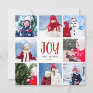 Cartão De Festividades Simple Joy Square Photo Collage Holiday Card