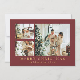 Cartão De Festividades Simple Minimalist Red Typography Photo Christmas
