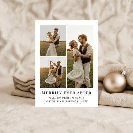 Cartão De Festividades Simple Newlywed Merrily Ever After Rustic Photo