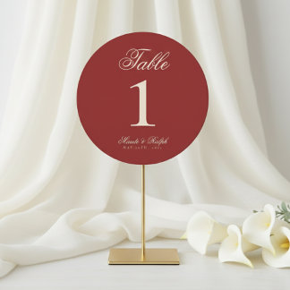 Cartão De Festividades Simple Old Money Bold Red Wedding Table Numbers