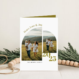Cartão De Festividades Simple Olive Green Arch Family Photo Christmas