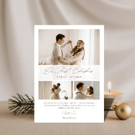 Cartão De Festividades Simple Our First Christmas Elegant Script 3 Photo