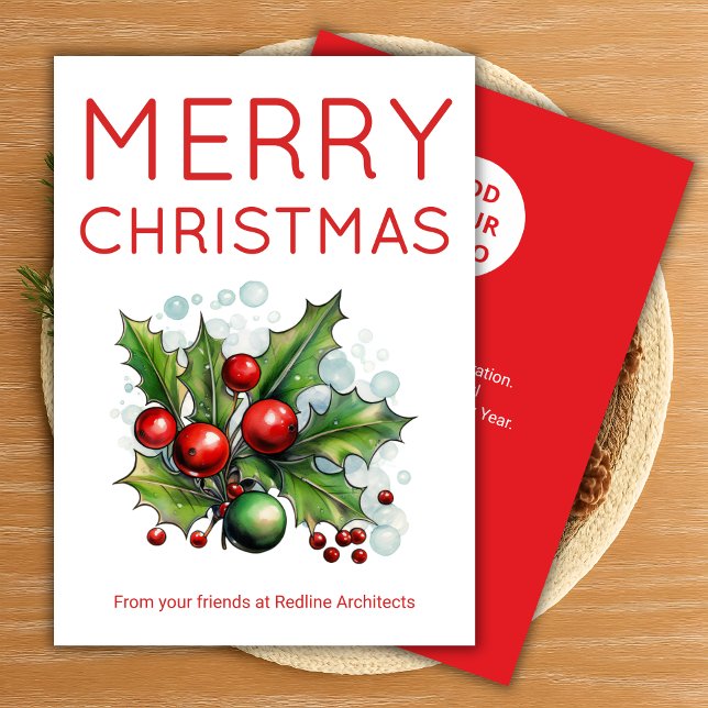 Cartão De Festividades Simple Red & White Company Card (Criador carregado)