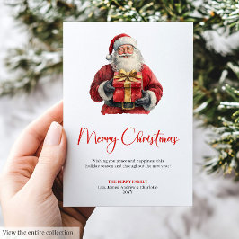 Cartão De Festividades Simple Santa Claus Modern Script Font Holiday Card