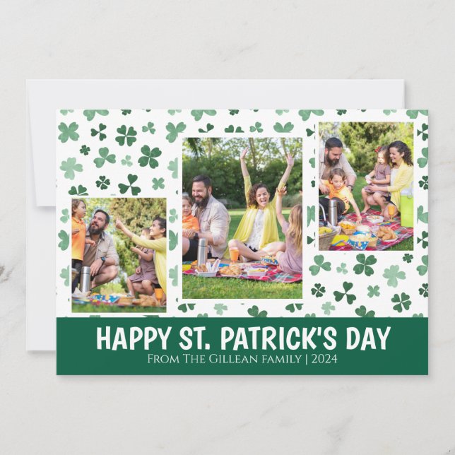 Cartão De Festividades Simple St. patrick's day Shamrocks family photo (Frente)