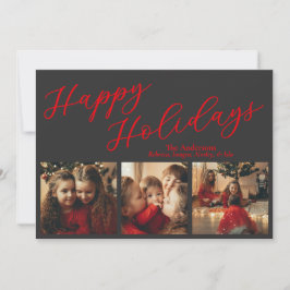Cartão De Festividades Simple Three Photo Holiday Card