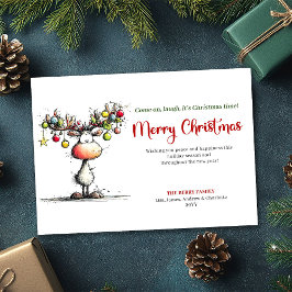 Cartão De Festividades Simple Whimsical Reindeer Holiday Greeting