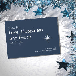 Cartão De Festividades Simples 2026 Marinho Ano Novo Tipografia Elegante 