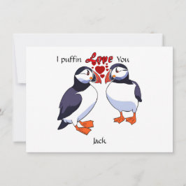 Cartão De Festividades Simples amor de Puffin por dia de os namorados esp