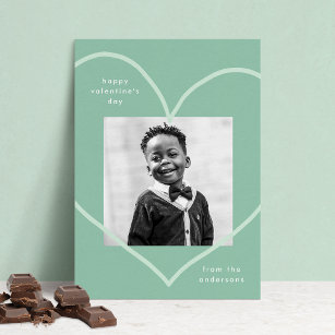 Cartão De Festividades Simples Amor, Mint Green Heart Photo Dia de os nam