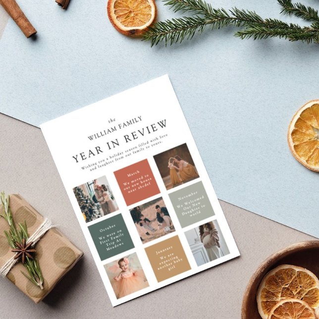 Cartão De Festividades Simples Ano Moderno Em Revisão Foto Da Família (Criador carregado)