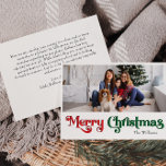 Cartão De Festividades Simples Clássico Feliz Natal Grande Uma Foto<br><div class="desc">Celebre a temporada com este simples e único e clássico Cartão de Natal Merry, grande, com fotos, com um toque de charme vintage. A design minimalista apresenta uma elegante paleta de cores vermelha e verde, evocando o espírito aconchegante do inverno. O seu apelo moderno e divertido, aliado à formulação tradicional,...</div>
