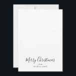 Cartão De Festividades Simples e Minimalista Natal Branco<br><div class="desc">Este simples cartão de Natal preto branco e minimalista é perfeito para uma celebração da época festiva. O design apresenta uma fonte elegante de caligrafia.</div>