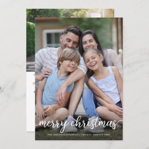 Cartão De Festividades Simples e Moderno Natal feliz com 2 fotos