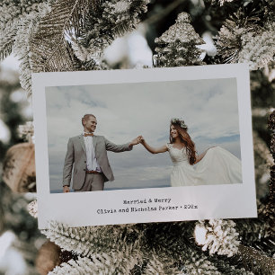 Cartão De Festividades Simples e Russo Foto casada e Feliz 2