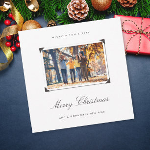 Cartão De Festividades Simples Elegante Foto de Família Feliz Natal