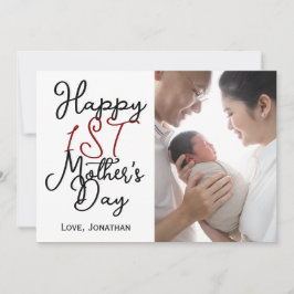 Cartão De Festividades Simples Elegante primeiro Dia das Mães Uma Foto
