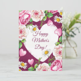 Cartão De Festividades Simples Elegante Rosa Natureza Dia das Mães 