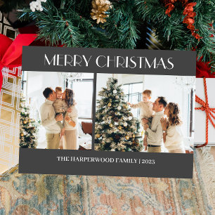 Cartão De Festividades Simples Família Natal Moderna Duas Foto