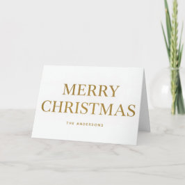 Cartão De Festividades Simples Feliz Natal em Letra Dourada