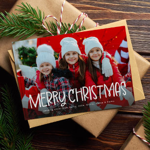 Cartão De Festividades Simples Feliz Natal fofo divertido uma foto