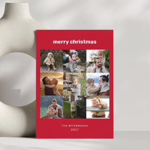 Cartão De Festividades Simples Feliz Natal Multi Grade de Fotos Moderno V